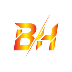 Leinwandbilder - Modern bh monogram logo with a dynamic slash and gradient color