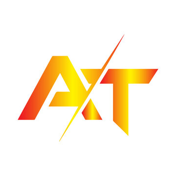Modern at monogram logo with a dynamic gradient and sharp cut design