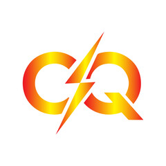 Leinwandbilder - Dynamic cq letter logo with fiery lightning bolt accent