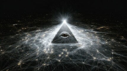 Poster - An artistic visualization of global interconnectedness and a watchful presence in space