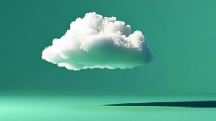 Poster - white cumulus cloud drifting slowly across green screen, casting soft shadow and creating seamless v