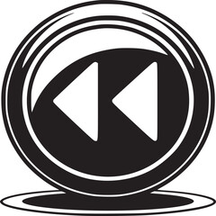 Fototapete - Black and white rewind button vector illustration for media player interface design element concept 100ch on transparent background silhouette