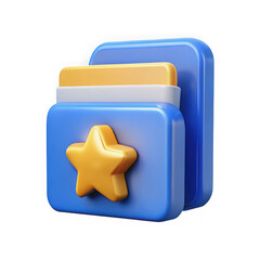 Poster - 3d rendered blue and gold starred folder icon isolated on transparent background