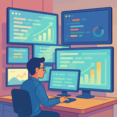 Poster - Person Monitoring Multiple Screens with Data Visualizations