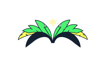 Poster - Stylized Green Leaves with Central Star Design Element