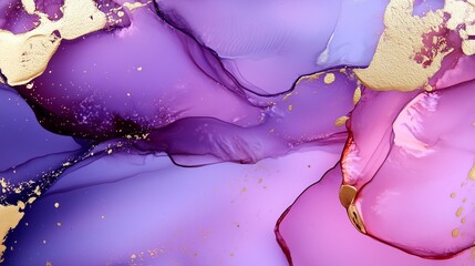 Poster - Vibrant abstract design featuring flowing purple and pink hues with gold accents creating a dynamic composition