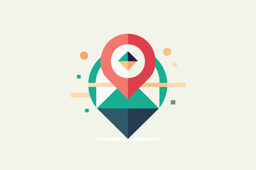 Poster - minimalist gps icon featuring clean geometric shapes representing navigation and signal in a modern 