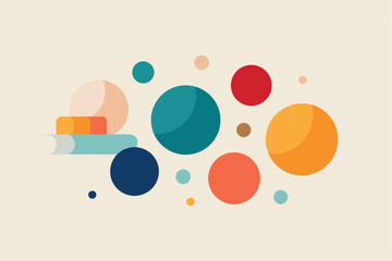 Poster - geometric shapes with a minimalist color palette create an abstract art piece featuring paint spots 