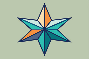 Poster - Geometric star design featuring flat and simple points in a celesti color palette set against a muted background