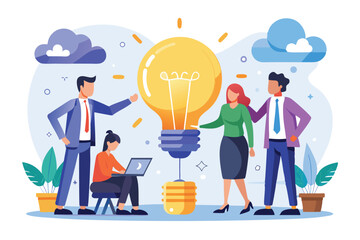 Poster - Collaboration in brainstorming session as a team exchanges innovative ideas and solutions in a creative workspace, fostering teamwork and smart decision-making