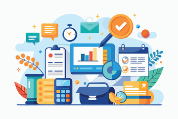 Fototapete - Business expense billing solutions abstract concept showcasing financial management tools and digital assets for efficient budgeting and organization