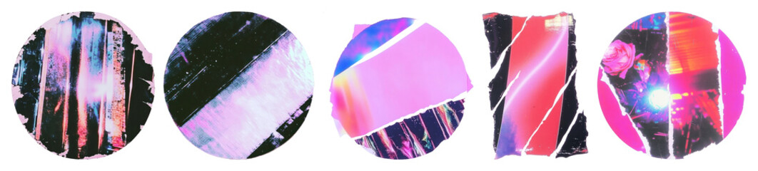 Poster - PNG Vibrant abstract circular designs, element set on transparent background