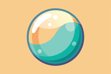 Poster - Simple soap bubble graphic featuring a flat geometric sphere with a focus on hygiene and cleanliness, suitable for educational materials or design projects