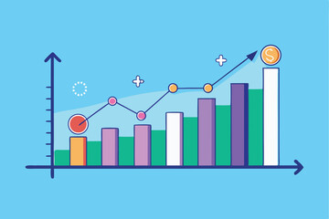 Poster - Investment chart showing geometric growth trends and data representation with numerical indicators and symbols