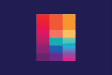 Poster - Vivid gradient squares create a modern minimalist design highlighting vibrant colors in a multicolored array
