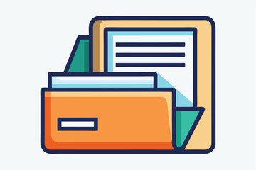 Poster - Flat design of an open folder icon displaying documents in a minimalist style suitable for various digital applications