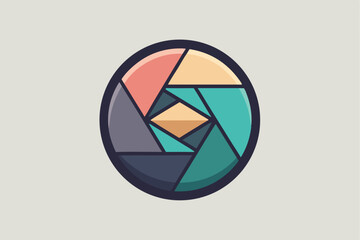 Poster - Minimalist lens icon showcases geometric aperture design in clean colors suitable for photography enthusiasts or digital art applications