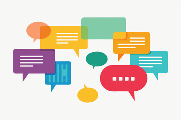 Poster - Colorful comment bubbles highlighting diverse conversations and opinions in a virtual discussion environment during a digital interaction session