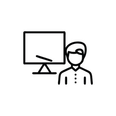 Aufkleber - Line of a person and a computer monitor on a background screen presentation