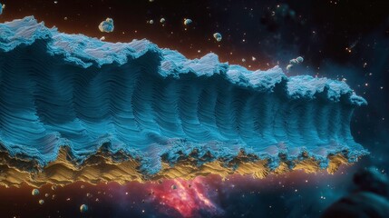 Fototapete - Vibrant Abstract Representation of Cosmic Waves in Outer Space with Vivid Colors and Galactic Elements for Stunning Visual Art Displays