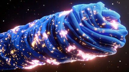Fototapete - Abstract swirling fabric illuminated by cosmic light, representing the connection between textiles and the universe in a vibrant, otherworldly scene