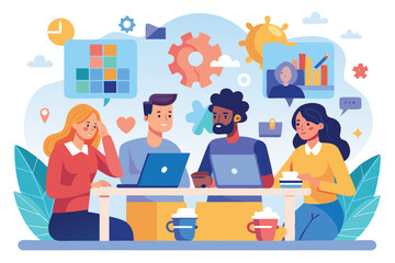 Poster - Business team collaborates in a modern office setting during a brainstorming session focused on innovative ideas and solutions for project development