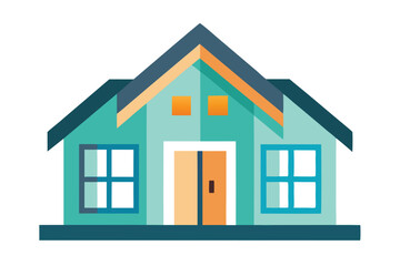 Poster - Flat house icon featuring geometric windows and door designed for modern graphic representations in illustrations or web applications