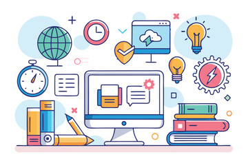 Aufkleber - Exploring online testing concepts in education through engaging and interactive digital elements in a modern learning environment
