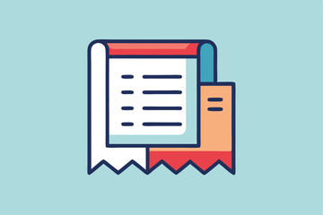 Poster - Simple geometric representation of a flat receipt icon illustrating paper transaction details in a modern digital context
