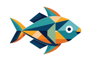 Poster - Vector fish icon featuring geometric fins and vibrant aquatic colors in a creative design for artistic representation