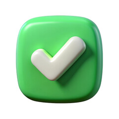 Poster - 3d rendered green checkmark icon isolated on transparent background