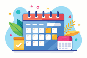 Fototapete - Effective schedule planning illustrates importance of prioritizing tasks and managing time with a visual calendar representation