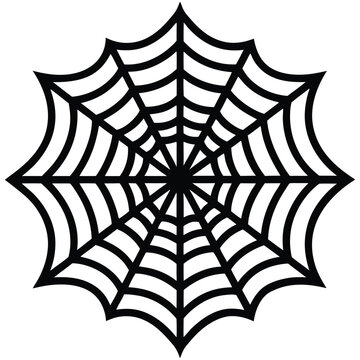 Bold spider web illustration with clean radial lines, ideal for Halloween graphics, creepy crafts, or eerie digital themes.