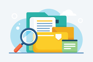 Poster - Organizing office folders with documents for effective file management and retrieval during work hours