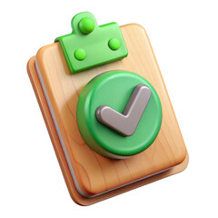 Poster - 3d rendered clipboard with checkmark isolated on transparent background