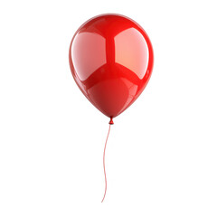 Poster - A shiny red balloon with a delicate string floating gracefully isolated on transparent background