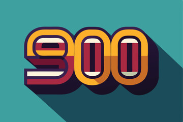 Poster - Logo design featuring the number 900 with vibrant colors and a striking long shadow against a teal background