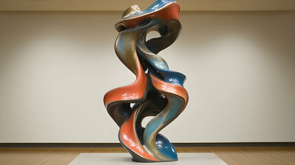 Wall Mural - abstract ceramic sculpture in gallery setting