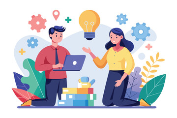 Poster - Business professionals collaborate on innovative solutions in a modern office environment focused on teamwork and creativity