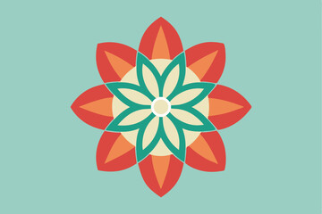 Poster - Simple geometric flower design with flat petals in vibrant colors on a soft background for decorative purposes