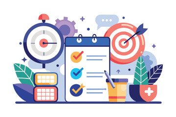 Poster - Trendy schedule time management and target deadline concept with modern design elements to enhance productivity and organization in tasks and goals