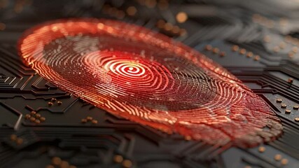 Poster - Digital Fingerprint Circuit Design Glowing Patterns Symbolizing Technology and Security Innovation