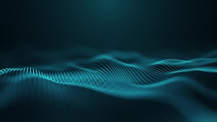 Aufkleber - Abstract digital wave pattern that features moving illuminated blue dots on a dark background creating depth. Interlacing effect. 4K animation