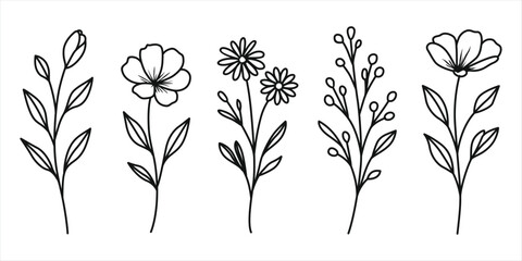 Line Flower Set Bundle