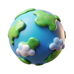Poster - 3d rendered stylized earth with clouds isolated on transparent background