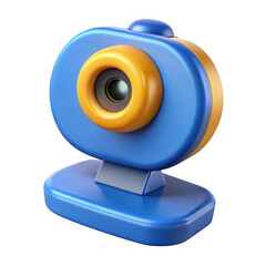 Fototapete - 3d rendered blue and orange webcam isolated on transparent background
