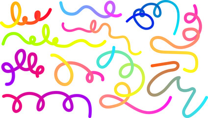 Poster - Set of vector graphic elements. Abstract shapes with smooth wavy lines, bright colors and gradient transitions.