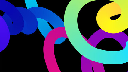 Poster - Set of vector graphic elements. Abstract shapes with smooth wavy lines, bright colors and gradient transitions.