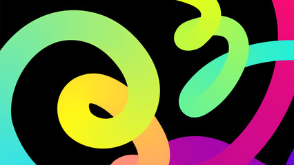 Poster - Set of vector graphic elements. Abstract shapes with smooth wavy lines, bright colors and gradient transitions.