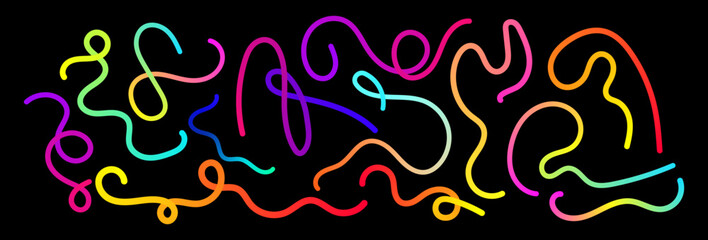 Poster - Set of vector graphic elements. Abstract shapes with smooth wavy lines, bright colors and gradient transitions.